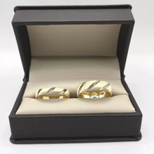 ARGOLLAS BI COLOR - LINEAS DIAGONALES BLANCO FONDO AMARILLO - ORO 10K