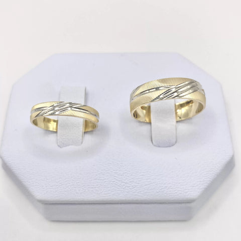 ARGOLLAS BI COLOR - TRIPLE LINEA BLANCA - ORO 10K