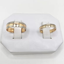 ARGOLLAS BI COLOR - BLANCO MATE CON LÍNEA CENTRAL ROSA - ORO 14K