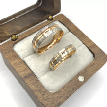 ARGOLLAS BI COLOR - BLANCO MATE CON LÍNEA CENTRAL ROSA - ORO 14K