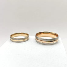 ARGOLLAS BI COLOR - BLANCO MATE CON LÍNEA CENTRAL ROSA - ORO 14K