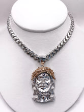 CADENA MÓNACO CON DIJE ROSTRO DE CRISTO BI COLOR - PLATA .925