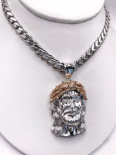 CADENA MÓNACO CON DIJE ROSTRO DE CRISTO BI COLOR - PLATA .925