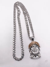 CADENA MÓNACO CON DIJE ROSTRO DE CRISTO BI COLOR - PLATA .925