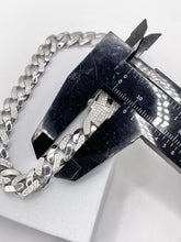 PULSO MÓNACO CH - BARBADO CUBANO - MITAD PIEDRA ZIRCONIA - 20 cm x 8 mm - PLATA .925