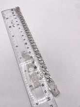 PULSO MÓNACO CH - BARBADO CUBANO - MITAD PIEDRA ZIRCONIA - 20 cm x 8 mm - PLATA .925