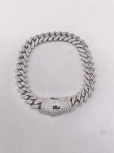 PULSO MÓNACO CH - BARBADO CUBANO - PIEDRA ZIRCONIA - 18 cm x 9 mm - PLATA .925