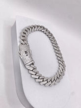 PULSO MÓNACO CH - BARBADO CUBANO - PIEDRA ZIRCONIA - 18 cm x 9 mm - PLATA .925