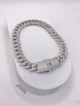 PULSO MÓNACO CH - BARBADO CUBANO - PIEDRA ZIRCONIA - 18 cm x 9 mm - PLATA .925