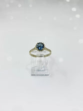 ANILLO AZUL MAR ZIRCONIA REDONDA - ORO 10K