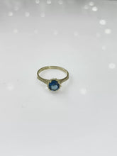 ANILLO AZUL MAR ZIRCONIA REDONDA - ORO 10K
