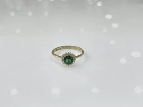 ANILLO VERDE ZIRCONIA REDONDA CORONA - ORO 10K