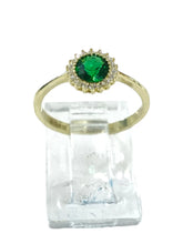 ANILLO VERDE ZIRCONIA REDONDA CORONA - ORO 10K