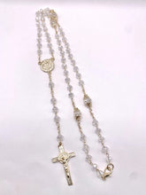 ROSARIO CRISTAL BLANCO - DORADO