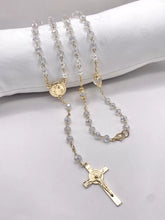 ROSARIO CRISTAL BLANCO - DORADO