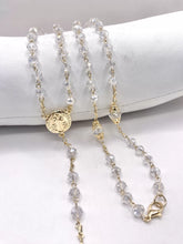 ROSARIO CRISTAL BLANCO - DORADO