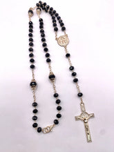 ROSARIO CRISTAL NEGRO - DORADO