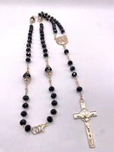 ROSARIO CRISTAL NEGRO - DORADO