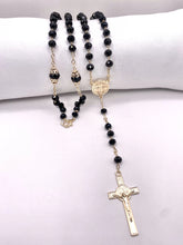 ROSARIO CRISTAL NEGRO - DORADO