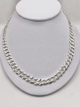 CADENA BARBADA DIAMANTADA 70 cm x 8 mm - PLATA .925