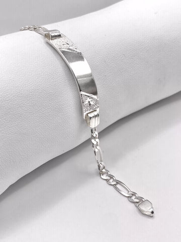 ESCLAVA FIGARO CART DIAMANTADO DIAGONAL- 18 cm x 5 mm - PLATA .925