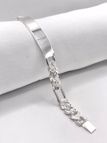 ESCLAVA FIGARO CART DIAMANTADA - 19 cm x 9 mm - PLATA .925