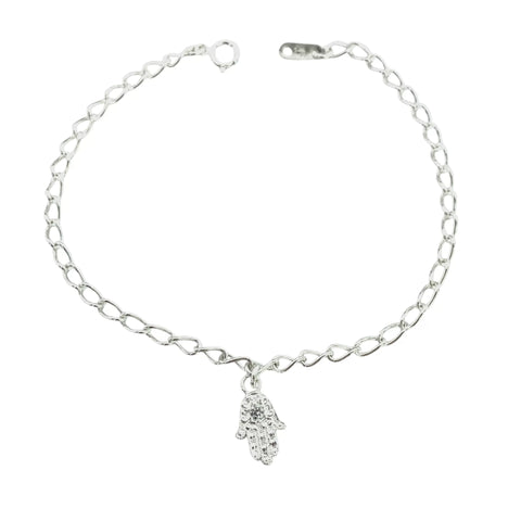 PULSERA CON DIJE DE MANO DE FATIMA - PLATA .925