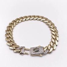 PULSO BARBADO CUBANO BROCHE TIPO MONACX - 21 cm x 1.1 cm - ORO 10K
