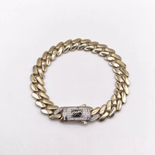 PULSO BARBADO CUBANO BROCHE TIPO MONACX - 21 cm x 1.1 cm - ORO 10K