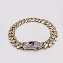 PULSO BARBADO CUBANO BROCHE TIPO MONACX - 21 cm x 1.1 cm - ORO 10K