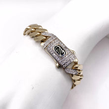 PULSO BARBADO CUBANO BROCHE TIPO MONACX - 21 cm x 1.1 cm - ORO 10K