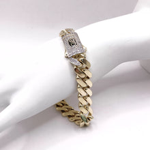 PULSO BARBADO CUBANO BROCHE TIPO MONACX - 21 cm x 1.1 cm - ORO 10K