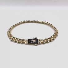 PULSO TIPO RLX CON BROCHE MONACX ZIRCONIA NEGRA - 21 cm x 7 mm - ORO 10K