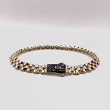 PULSO TIPO RLX CON BROCHE MONACX ZIRCONIA NEGRA - 21 cm x 7 mm - ORO 10K