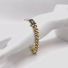 PULSO TIPO RLX CON BROCHE MONACX ZIRCONIA NEGRA - 21 cm x 7 mm - ORO 10K