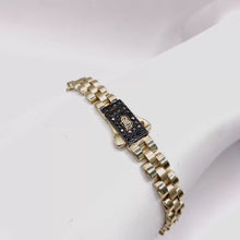 PULSO TIPO RLX CON BROCHE MONACX ZIRCONIA NEGRA - 21 cm x 7 mm - ORO 10K