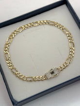 PULSO FIGARO  DIAMANTADO - 21 cm X 5 mm - ORO 10K