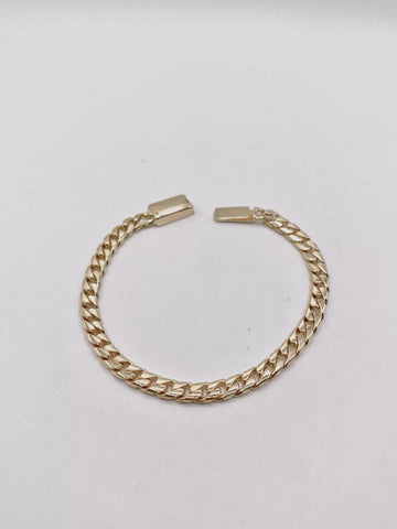 PULSO PARA BEBÉ / NIÑO - BARBADO CUBANO - 14 CM x 4.5 MM - ORO 10K