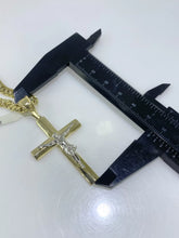 CADENA DOBLE ROMBO CON  CRISTO BI COLOR - ORO 10K