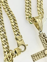 CADENA DOBLE ROMBO CON  CRISTO BI COLOR - ORO 10K