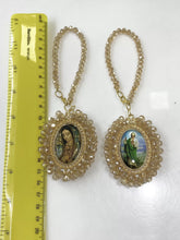 COLGANTE MEDALLA DOBLE VISTA BORDADA CRISTAL (San Judas Tadeo / Virgen de Guadalupe)