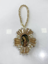 COLGANTE VIRGEN GUADALUPE BORDADO CONITOS DE CRISTAL