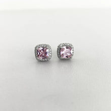 ARETE CUADRO CONTORNO ZIRCONIAS - ROSA - PLATA .925
