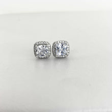 ARETE CUADRO CONTORNO ZIRCONIAS BLANCO - PLATA .925