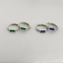 ARRACADA BAGUETTE  ZIRCONIA AZUL - PLATA .925