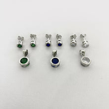 SET JUEGO ZIRCONIA BISEL TAMBOR - PLATA .925