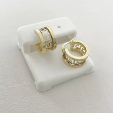 ARRACADA ANCHA CON GRECAS BI COLOR - ORO 10K