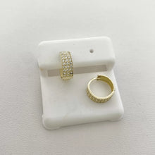 ARRACADA HUGGIE 3 LINEAS ZIRCONIAS - ORO 10K