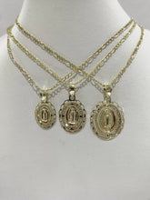 CADENA CON MEDALLA VIRGEN DE GUADALUPE OVALADA MARGEN ONDAS (3 TAMAÑOS) - ORO 10K