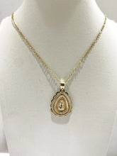 CADENA CON MEDALLA VIRGEN GUADALUPE GOTA MARGEN ONDAS - ORO 10K